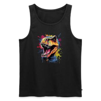 Dinosaure T-Rex - Débardeur bio Premium Homme - noir - Devant - AI Model Male 178 light (178cm)