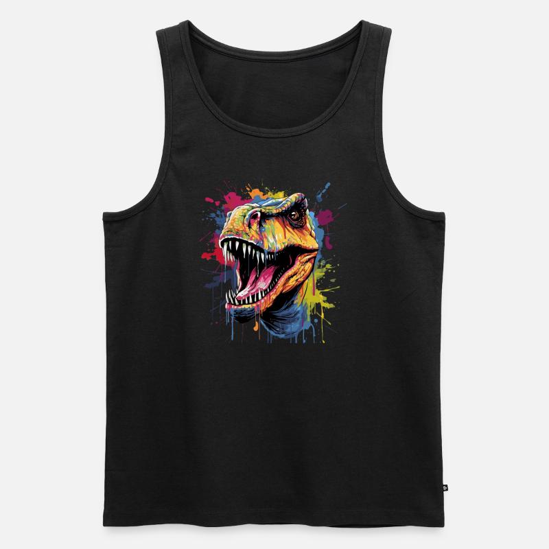 T-Rex Dinosaurier - Männer Premium Bio Tank Top - Schwarz