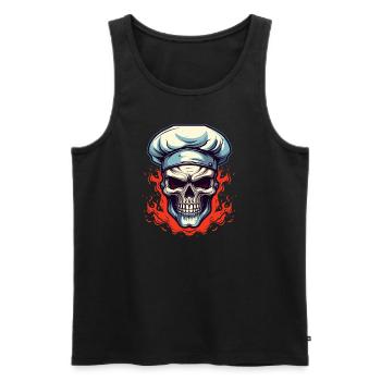 Skull with chef's hat - Men's Premium Organic Tank Top - black - Front - AI Model Male 178 light (178cm)