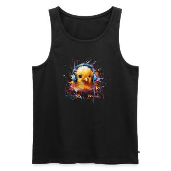 Küken hört Musik mit Kopfhörern - Männer Premium Bio Tank Top - Schwarz - Vorne - AI Model Male 178 light (178cm)