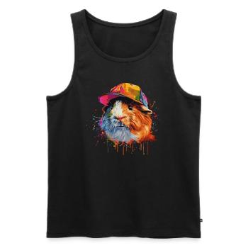Cochon d’Inde cool - Débardeur bio Premium Homme - noir - Devant - Michal (187cm)