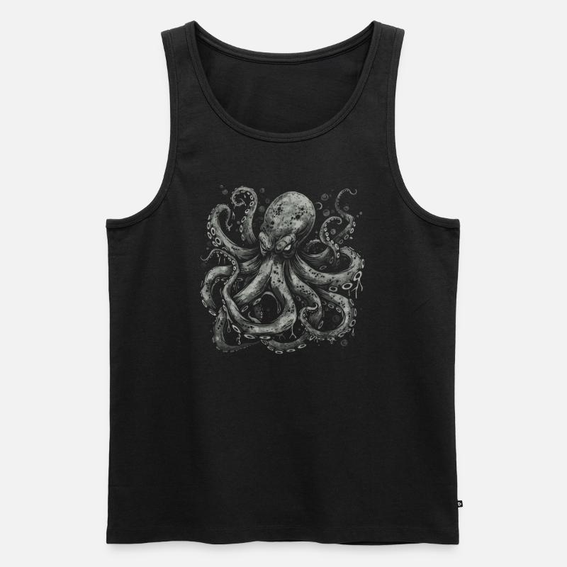 Grimmiger Kraken - Männer Premium Bio Tank Top - Schwarz