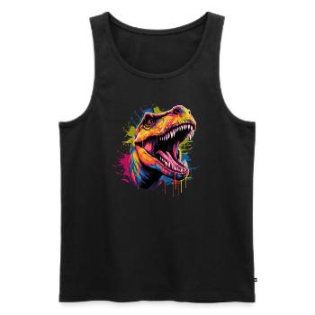 Dinosaure T-Rex - Débardeur bio Premium Homme - noir - Devant - AI Model Male 178 light (178cm)
