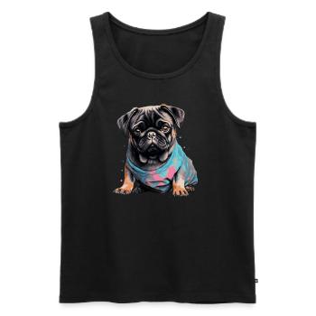 Niedlicher Mops - Männer Premium Bio Tank Top - Schwarz - Vorne - Michal (187cm)