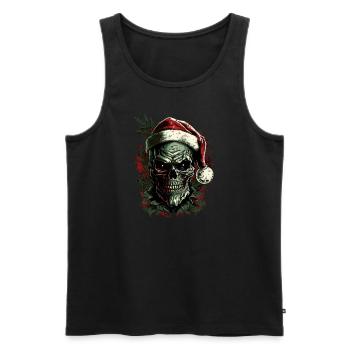 Schädel mit Weihnachtsmütze - Männer Premium Bio Tank Top - Schwarz - Vorne - Michal (187cm)