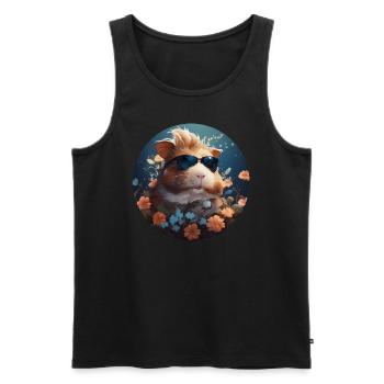 Cochons d’Inde et fleurs - Débardeur bio Premium Homme - noir - Devant - Michal (187cm)