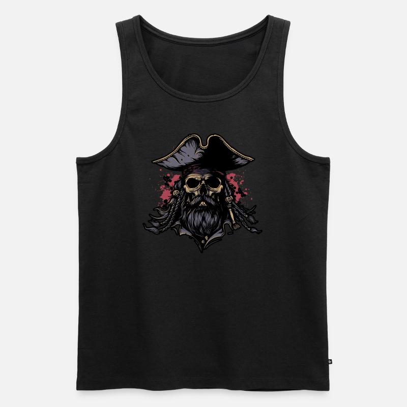 Piratenschädel - Männer Premium Bio Tank Top - Schwarz