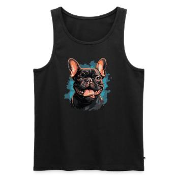 Bouledogue français - Débardeur bio Premium Homme - noir - Devant - AI Model Male 178 light (178cm)