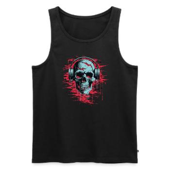 Zombie Skull Disc Jockey - Men's Premium Organic Tank Top - black - Front - Michal (187cm)