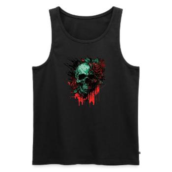 Crâne de fleur - Débardeur bio Premium Homme - noir - Devant - Michal (187cm)