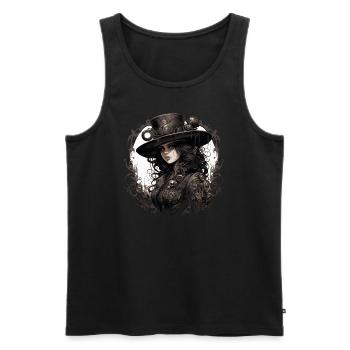 Emo Cowboy Steampunk Fille - Débardeur bio Premium Homme - noir - Devant - AI Model Male 178 light (178cm)