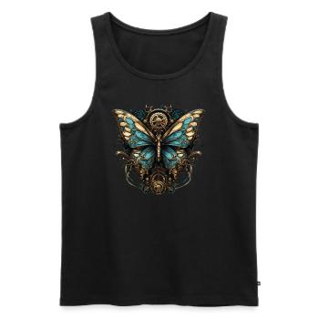 Papillon Steampunk - Débardeur bio Premium Homme - noir - Devant - Michal (187cm)