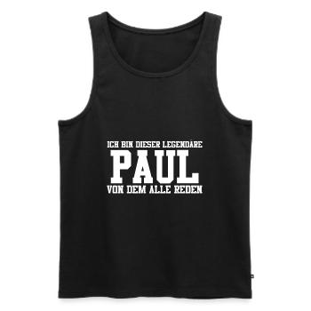 Paul Name Design - Männer Premium Bio Tank Top - Schwarz - Vorne - Michal (187cm)