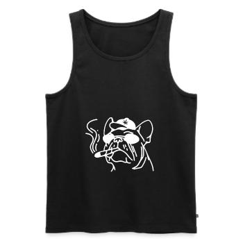 Fumer de l’herbe Cannabis 420 Bulldog - Débardeur bio Premium Homme - noir - Devant - AI Model Male 178 light (178cm)