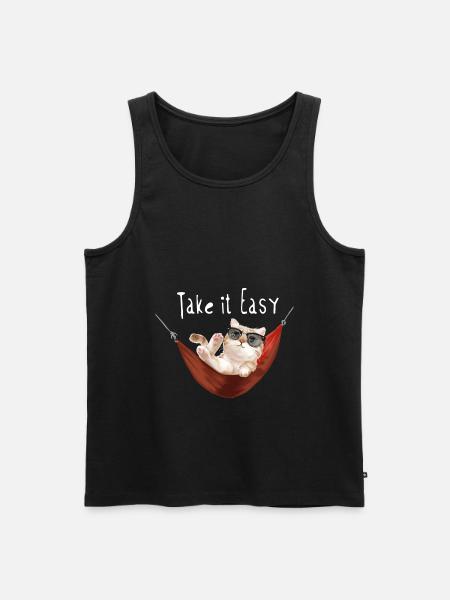 cat - Men's Premium Organic Tank Top - black