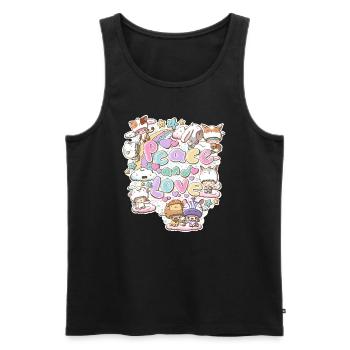 Peace and love preditors and prey in kawaii style - Men's Premium Organic Tank Top - black - Front - Michal (187cm)
