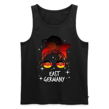 DDR - Männer Premium Bio Tank Top - Schwarz - Vorne - AI Model Male 178 light (178cm)