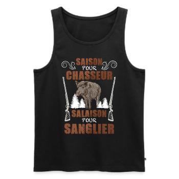 Saison Et Salaison Pour Sanglier Humour Chasseur - Débardeur bio Premium Homme - noir - Devant - Michal (187cm)
