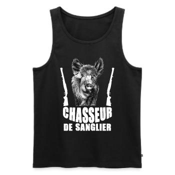 Chasseur De Sanglier Le Meilleur - Débardeur bio Premium Homme - noir - Devant - AI Model Male 178 light (178cm)