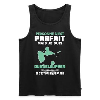 Le Guadeloupéen Parfait Humour drôle Guadeloupe - Débardeur bio Premium Homme - noir - Devant - AI Model Male 178 light (178cm)