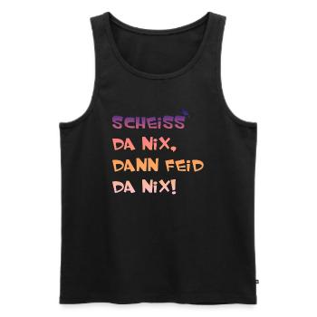Scheiss da nix dann feid da nix, lustiger Spruch, - Männer Premium Bio Tank Top - Schwarz - Vorne - Michal (187cm)