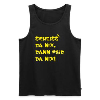 Scheiss da nix dann feid da nix, lustiger Spruch, - Männer Premium Bio Tank Top - Schwarz - Vorne - Michal (187cm)