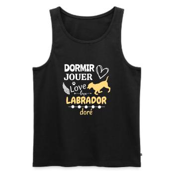 Labrador le maître du sommeil, du jeu de l'amour - Débardeur bio Premium Homme - noir - Devant - Michal (187cm)