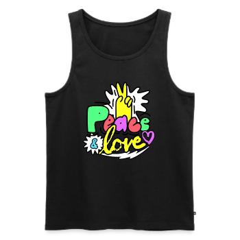 Peace and Love Amour et Paix - Débardeur bio Premium Homme - noir - Devant - Michal (187cm)