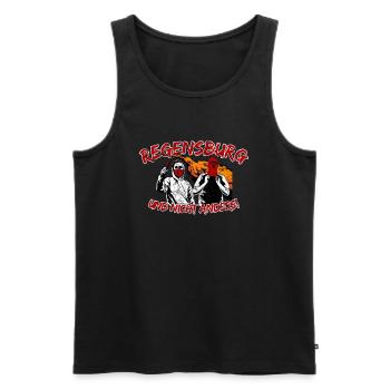 Regensburg und nicht anders UPDATE - Männer Premium Bio Tank Top - Schwarz - Vorne - Michal (187cm)