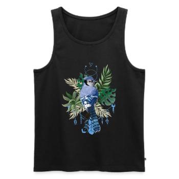 Tropical Bird Summer Gift Energy Flower Type - Men's Premium Organic Tank Top - black - Front - Michal (187cm)