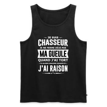 Chasseur je ferme pas ma gueule humour chasse - Débardeur bio Premium Homme - noir - Devant - Michal (187cm)