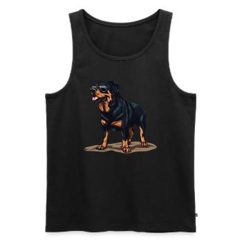 Rottweiler L’Explorateur - Débardeur bio Premium Homme - noir - Devant - Michal (187cm)