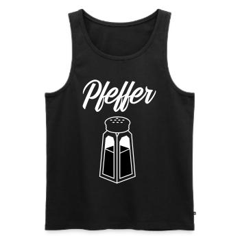Salz - Pfeffer Partnerlook P64 B - Männer Premium Bio Tank Top - Schwarz - Vorne - Michal (187cm)