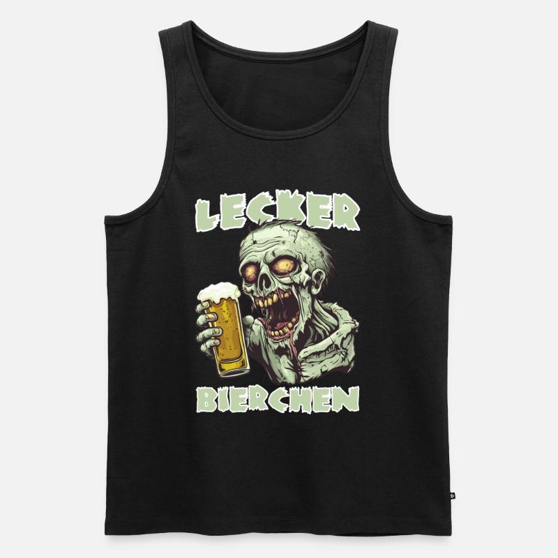 Lecker Bierchen X Zombie mit Bier spaßiges - Männer Premium Bio Tank Top - Schwarz