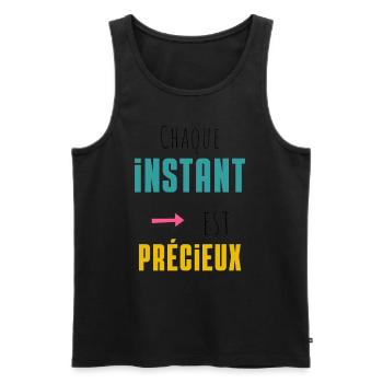 Chaque instant est précieux - Débardeur bio Premium Homme - noir - Devant - Michal (187cm)