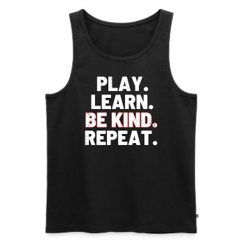 Play Learn Kind Repeat Awareness Unity Day - Men's Premium Organic Tank Top - black - Front - Michal (187cm)