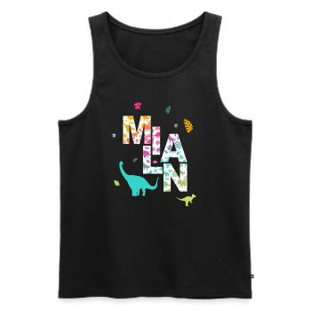 MILAN - Schöner Jungen Name mit Dinosaurier - Männer Premium Bio Tank Top - Schwarz - Vorne - Michal (187cm)