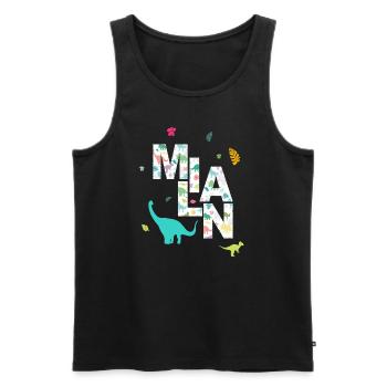 MILAN - Schöner Jungen Name mit Dinosaurier - Männer Premium Bio Tank Top - Schwarz - Vorne - Michal (187cm)