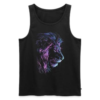 Lion Colorful Lion Head Neon Colorful Predator Art - Men's Premium Organic Tank Top - black - Front - AI Model Male 178 light (178cm)
