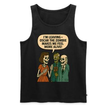 I'm leaving - Oscar the zombie makes me feel alive - Men's Premium Organic Tank Top - black - Front - AI Model Male 178 light (178cm)