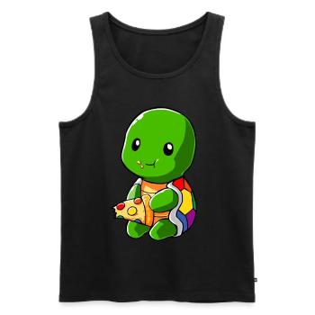 Turtle LGBT Pizza Gay Pride - Men's Premium Organic Tank Top - black - Front - Michal (187cm)