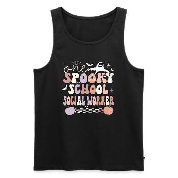School Social Worker Halloween Social Work Gifts - Men's Premium Organic Tank Top - black - Front - AI Model Male 178 light (178cm)
