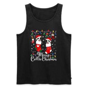 Border Collie Noël Border Collie Cadeaux de Noël - Débardeur bio Premium Homme - noir - Devant - Michal (187cm)