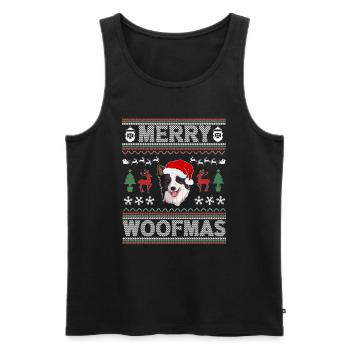 Border Collie Christmas Golden Dog Gift - Men's Premium Organic Tank Top - black - Front - Michal (187cm)