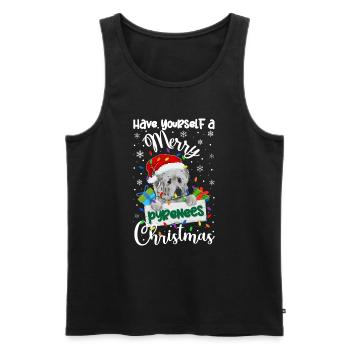 Great Pyrenees Weihnacht Goldener Hunde Geschenk - Männer Premium Bio Tank Top - Schwarz - Vorne - Michal (187cm)