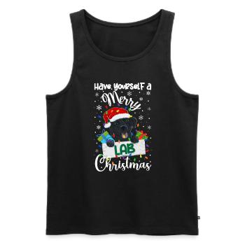 Cadeau de chien d’or de Noël Labrador - Débardeur bio Premium Homme - noir - Devant - Michal (187cm)