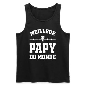 Meilleur Papy du Monde Papy Fête des Grands Pères - Débardeur bio Premium Homme - noir - Devant - Michal (187cm)