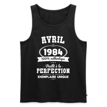 40-jähriges Jubiläum - April 1984 Perfektion - Männer Premium Bio Tank Top - Schwarz - Vorne - Michal (187cm)