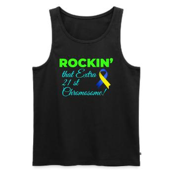 Down-Syndrom-Tag Rockin' Extra 21. Chromosom - Männer Premium Bio Tank Top - Schwarz - Vorne - AI Model Male 178 light (178cm)
