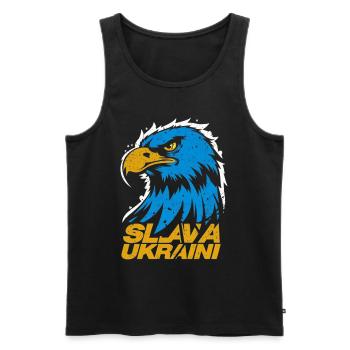 Aigle patriotique d’Ukraine : Slava Ukraini - Débardeur bio Premium Homme - noir - Devant - Michal (187cm)